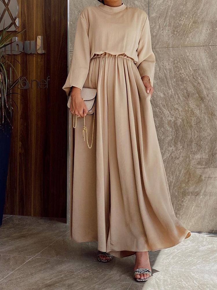 Ensemble musulman pour femmes, Kaftans, Abaya, pour Ramadan, Eid Mubarak, dubaï, turquie, Islam, arabe, vêtements modeste: Khaki / XXL