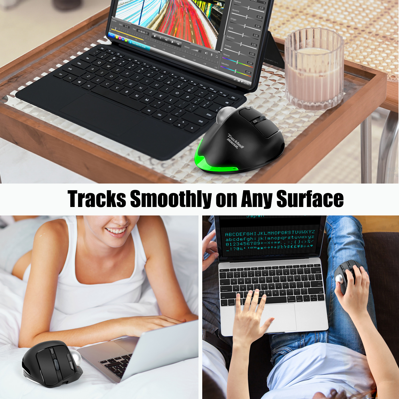 Lefon F33/F26C/F35B souris Trackball/souris ergonomique Bluetooth 2.4G souris Rollerball Rechargeable sans fil pour dessin de bureau PC