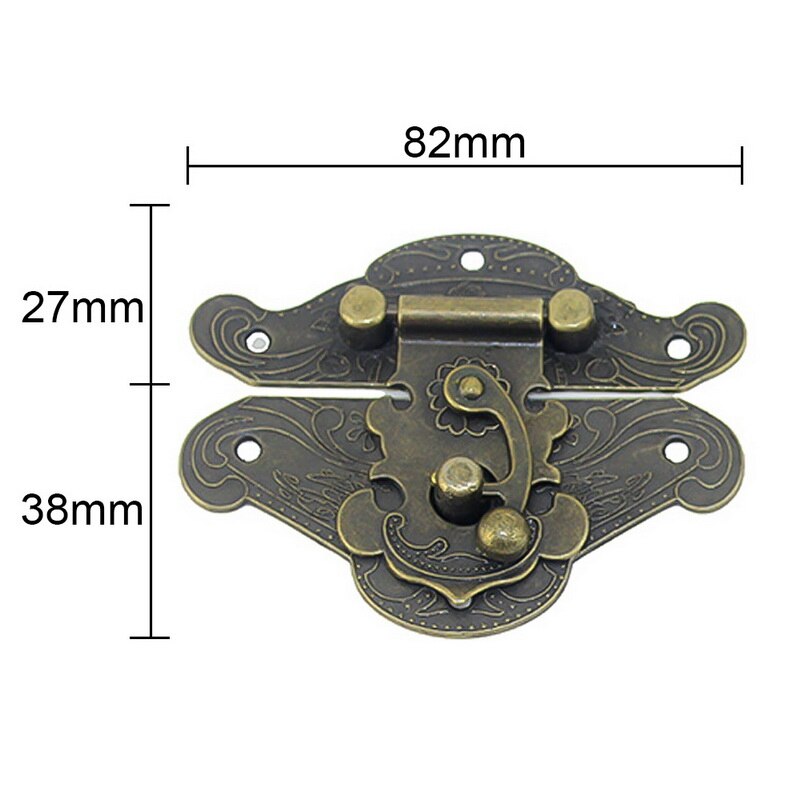 2 Verrous Vintage Style Antique Avec Vis - Loquet Moraillon Décoratif Pour Armoire, Boîte à Bijoux, Meuble (Couleur Bronze) - 7