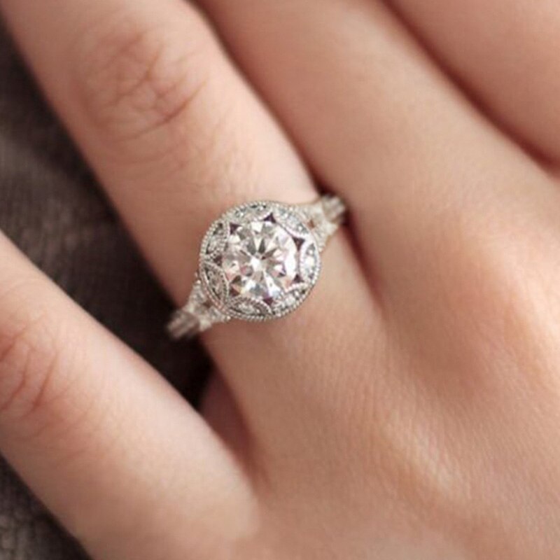 Huitan Luxus Hohe Silber Farbe Vorschlag Ringe Freundin Zeitlosen Stil Engagement Ring Frauen Modeschmuck Schiff