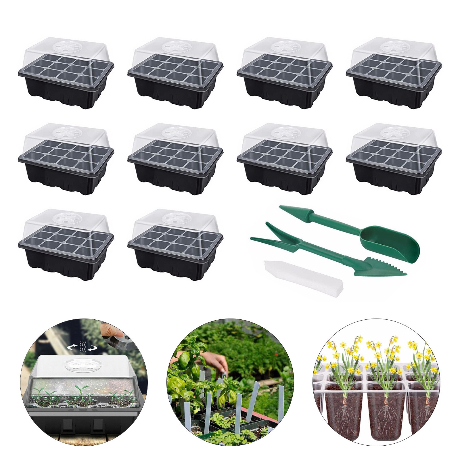 12Hole Nursery Pots Planting Seed Tray Kit Plant Germination Box Seedling Tray Grow Box for Gardening Supplies