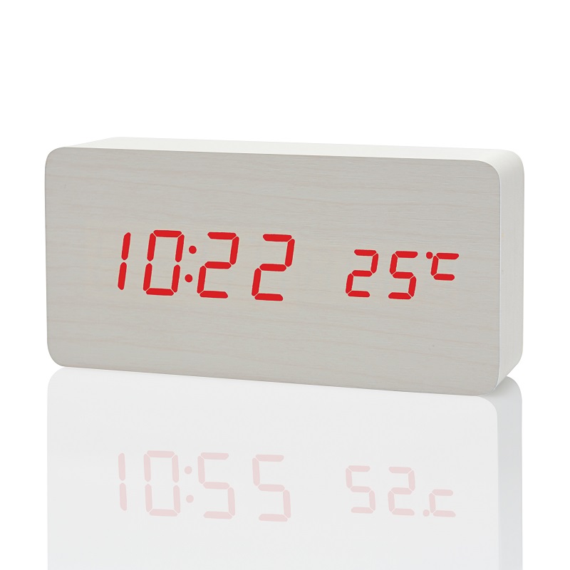Suncree Modern Home LED digital Alarm Clock, Despertador Temp+date+time Electronic Digital Table Desktop Clocks: white red