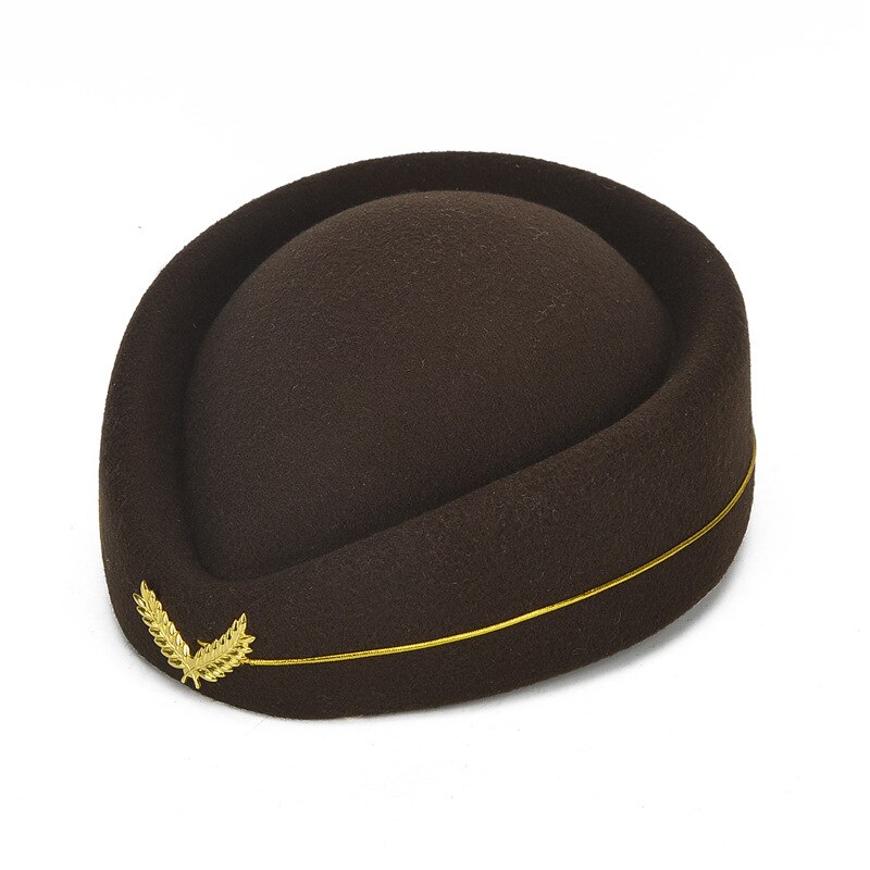 Sombrero de azafata, gorra de equipo de tambor, banda de actuación, boina de lana de cortesía para Hotel, baile, escenario, chica, disfraz de animadora, sombrero de uniforme