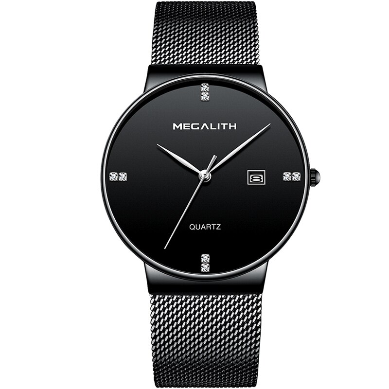MEGALITH relojes para hombre, reloj de pulsera resistente al agua de lujo, reloj de cuarzo ultrafino para hombre, reloj deportivo Erkek Kol Saati: sliver-3