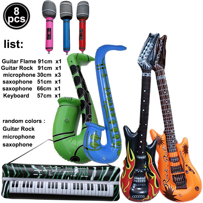 90s Party Decor Inflatable Rock Star ballon set Inflate Rock Musical Instrument Rock Pop Star Disco 80s 90s Retro Party Supplies: AD