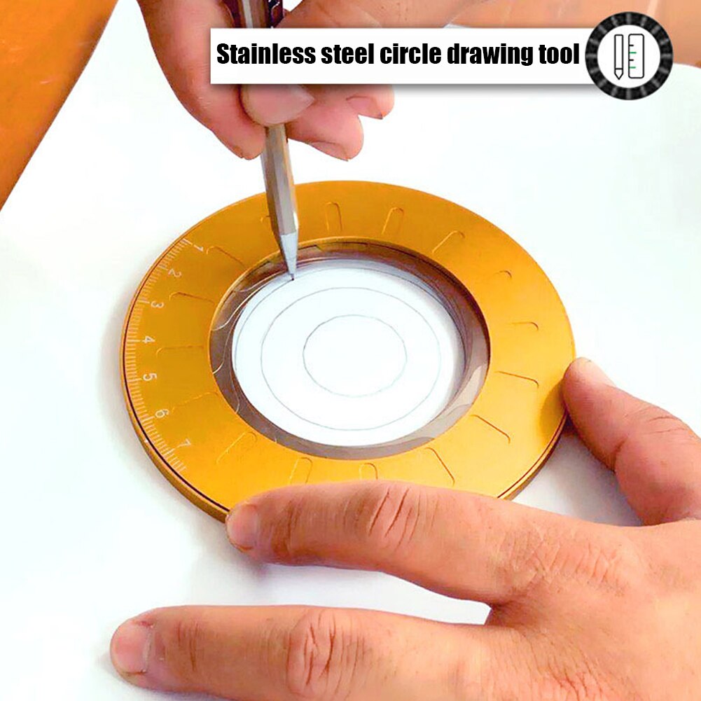 Adjustable Circle Drawing Ruler Measuring Tool Round Stainless Steel Compass Circle Drawing Tool