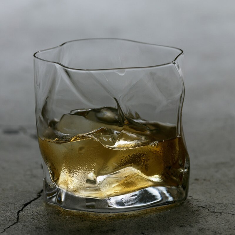 Japansk edo krøllet papir uregelmæssig form krystal facetteret der whiskybecher whisky whisky rock glas kunstværk vin kop