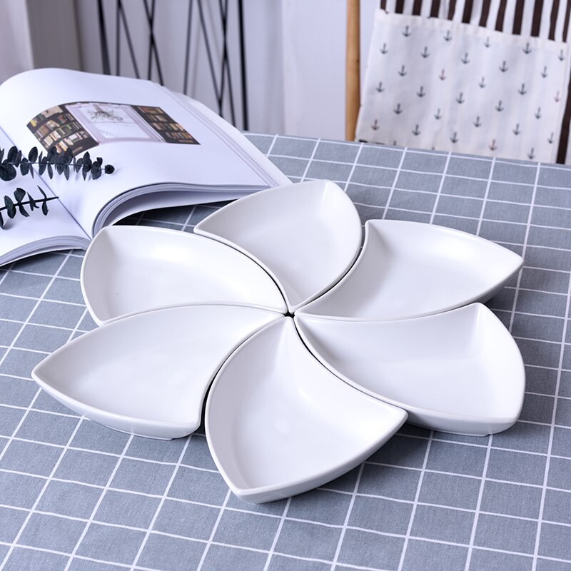 Multifunctionele keramiek Fruitschaal dessert Dessert Dienblad Plaat Snack Schotel 6 Compartimenten Creatieve Home Decoratie trinket dish: D