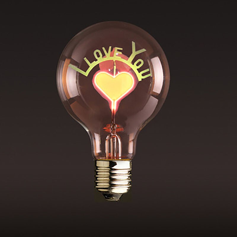 Retro Edison Bulb E27 Soft Spiral LED Filament Bulb Ampoule Vintage Lamp Loving Heart Filament Decoration Home 220V 3W: 2