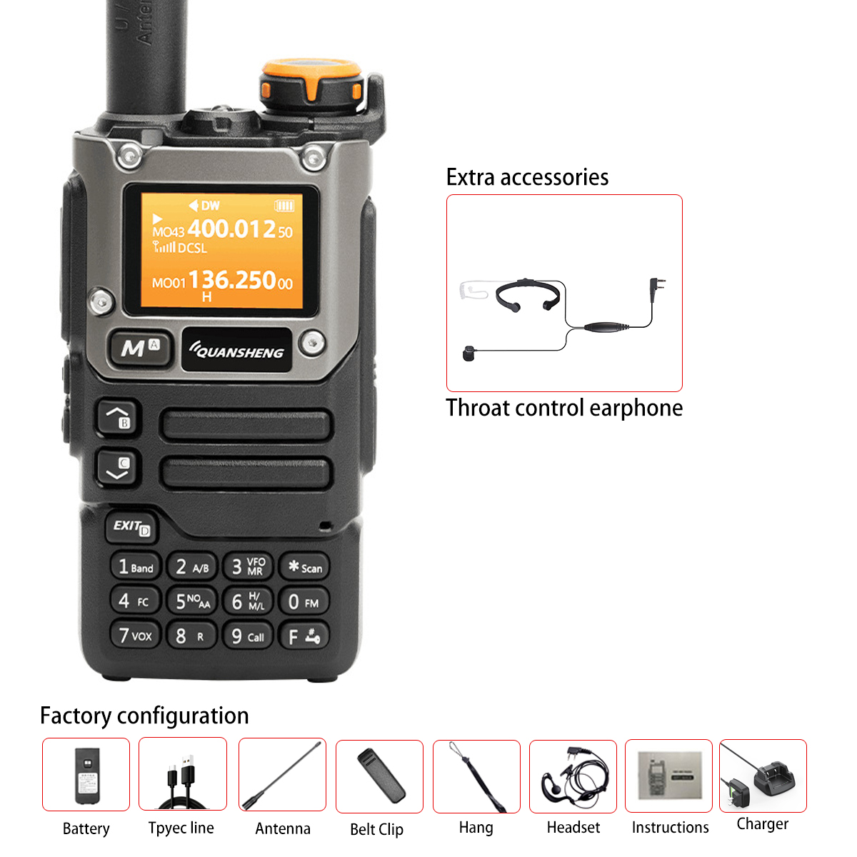 Quansheng uv -k6 walkie talkie 5w air band radio type c charge uhf vhf dtmf fm scrambler noaa wireless frequency two-way cb radio: Blue / Euro