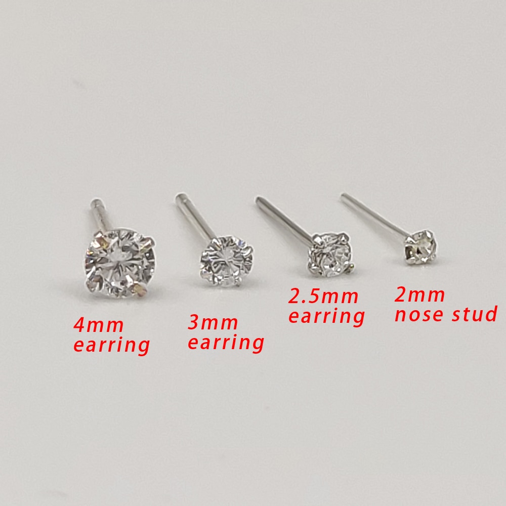 20 stk/pakke 925 sterling sølv krystal øreringe & næsestud lille kuglepiercing kropssmykker til kvinder