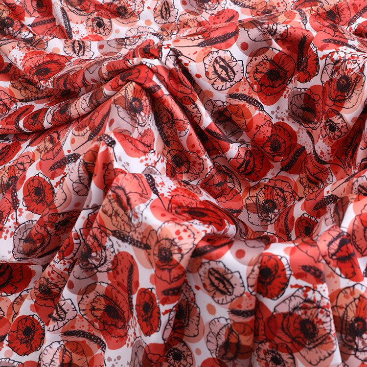 148cm width printed stretch fabric meter matt stretch satin fabric pajamas dress polyester spandex fabric cloth