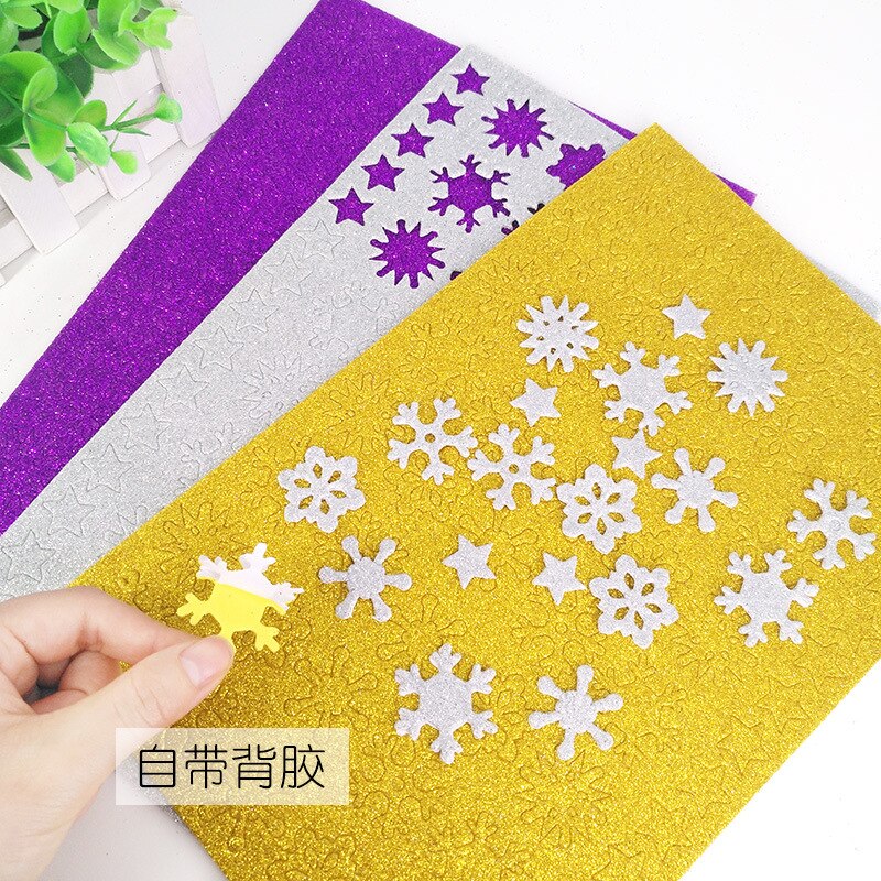 Fiocchi di neve di natale stelle giocattoli artigianali bambini creativi fai da te Glitter stelle fiocchi di neve paillettes carta spugnosa materiale manuale giocattoli