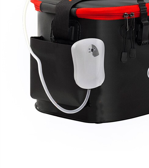 Portable Fishing Bag Foldable Fishing Bucket Live Fish Box Camping Water Container Pan Basin Fishing Gear Tackle Storage Bag: Oxygen pump