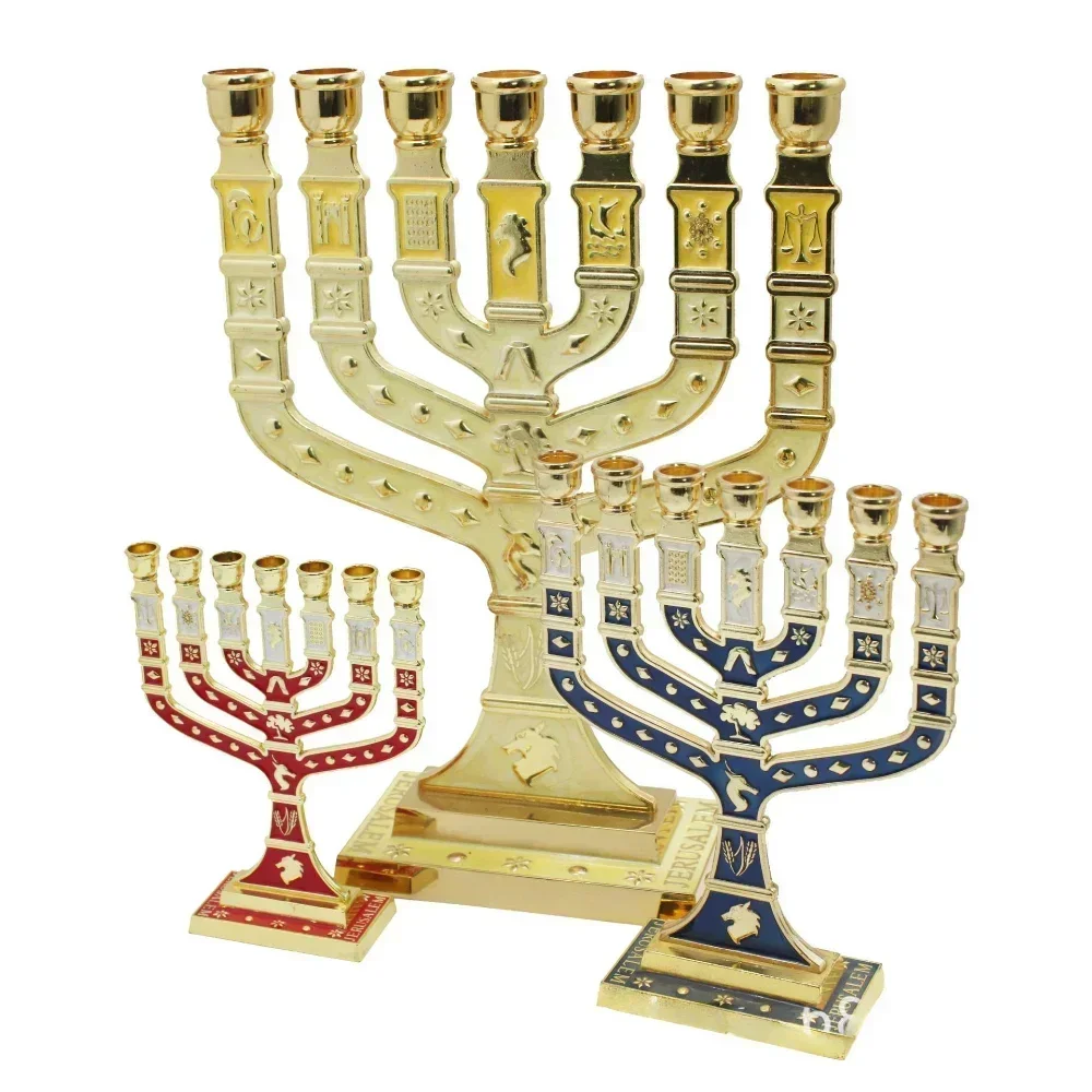 Jødisk 7- armet menorah ,7 ekstra stor lysestage judio lysestage, emblemet for jødedommen og israel lysestage