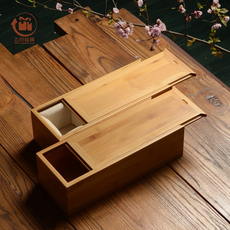 Natural Bamboo Organizer Craft Jewelry Case Holder rectangular book roll box