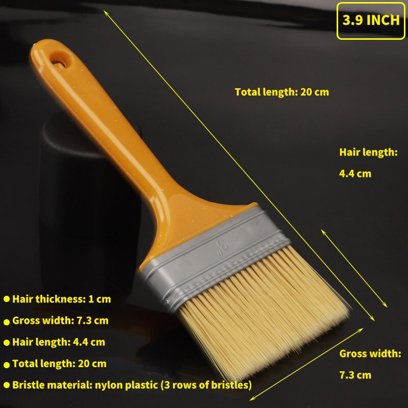Pinceau floqué avec manche en plastique jaune, brosse entièrement aiguisée: 3inch