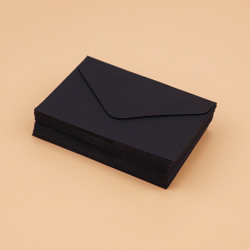 40PCS Classical White Black Kraft Blank Mini Paper Window Envelopes Wedding Invitation Envelope Envelope: Black