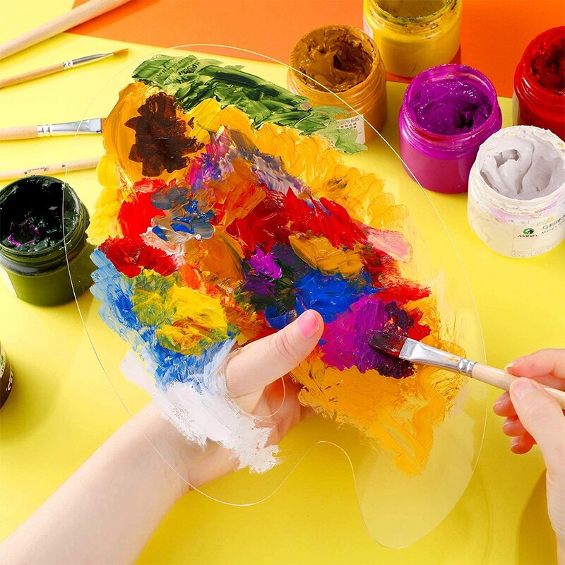 4 Stuks Acryl Verf Palet Ovale Verf Palet Art Palet Voor Diy Art Craft Schilderen, 2 Maten, 11.8X7.9 In,10X6 In