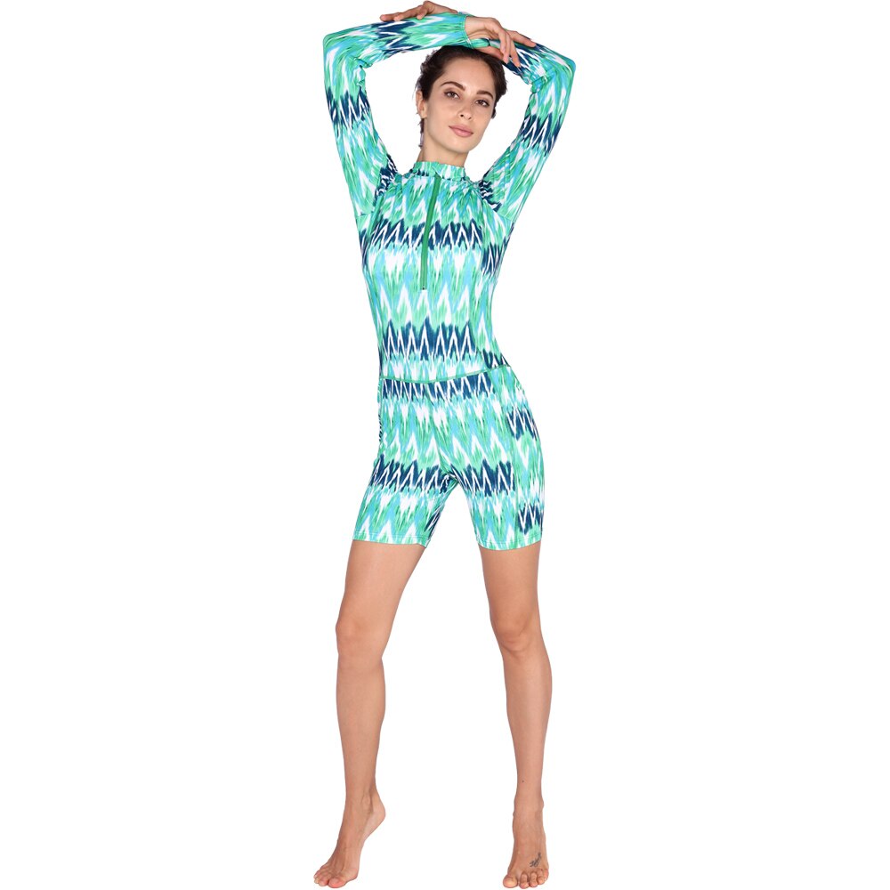 SABOLAY-Camiseta de LICRA de una pieza para mujer, ropa de baño ajustada con cremallera, secado rápido, traje de baño Rashguard, Surf, buceo, protector solar