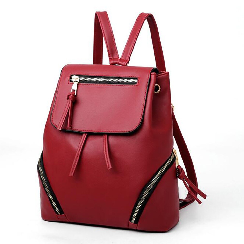 Female Backpack Mochila Feminina Multifunction Girls Leather School Brand Women Shoulder Bag Sac A Dos Travel Back Pack: Red 04