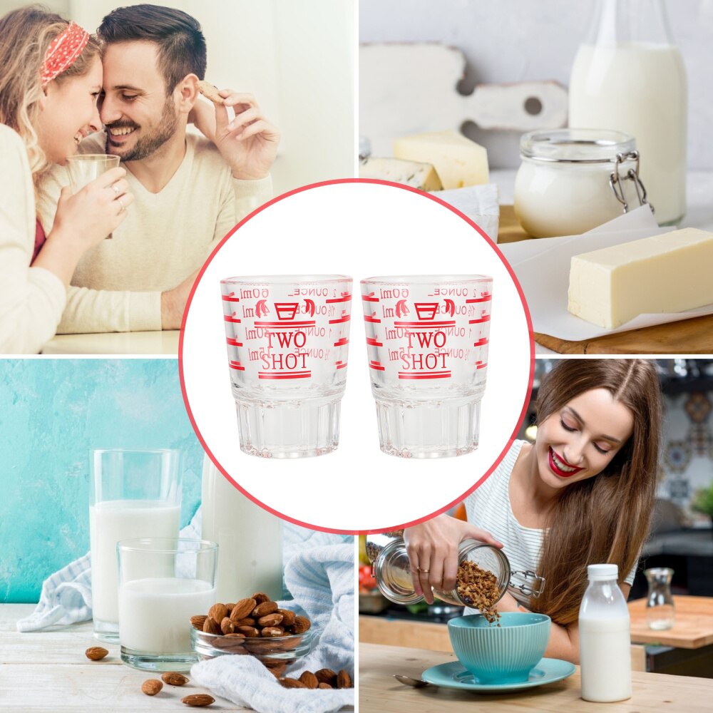 2 Pcs Ounce Measuring Glass Graduated Measuring Cup Glass Measuring Cups