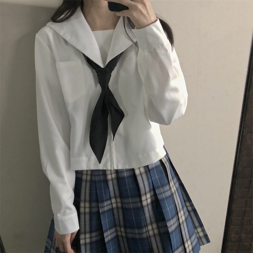 Daily Collocation Single Product Triangle Scarf Japanese Cute Preppy Uniform JK Sailor Suit Neckerchief Girl Big Bow Tie Student: Black