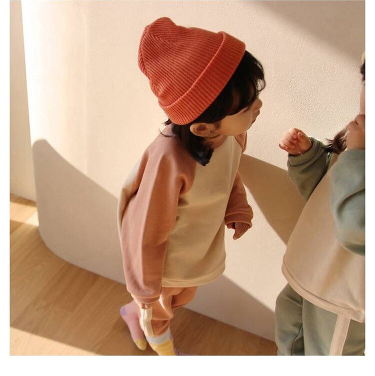Herfst Koreaanse Kinderkleding Kinderen Katoen Hoodie Pak Jongens Pak Meisjes Sport En Vrije Tijd Kleding: pink / 130CM