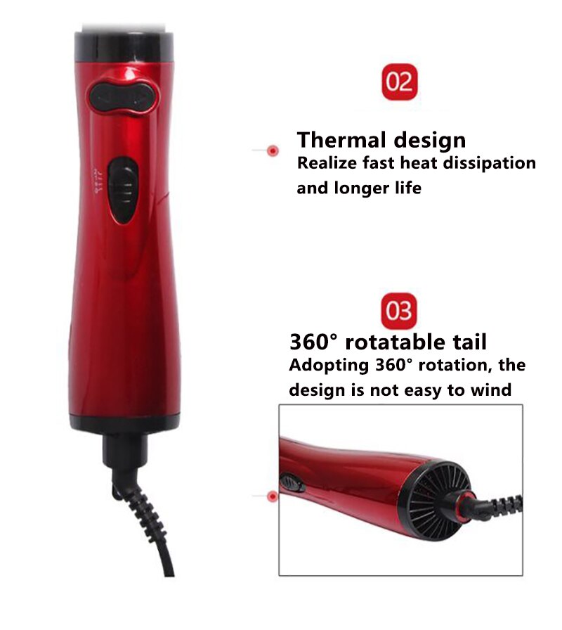 2 In 1 Roterende Borstel Air Styler Kam Krultang Roll Styling Borstel Föhn Blow Met Nozzles 2 speed &amp; 3 Warmte Instelling