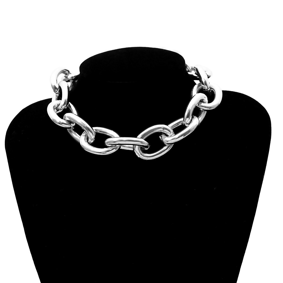 KingDeng Link Chain Retro Exaggerated Punk Metal Item Necklace Female Simple Chain Geometric Personality Necklace Shackles: S-Necklace