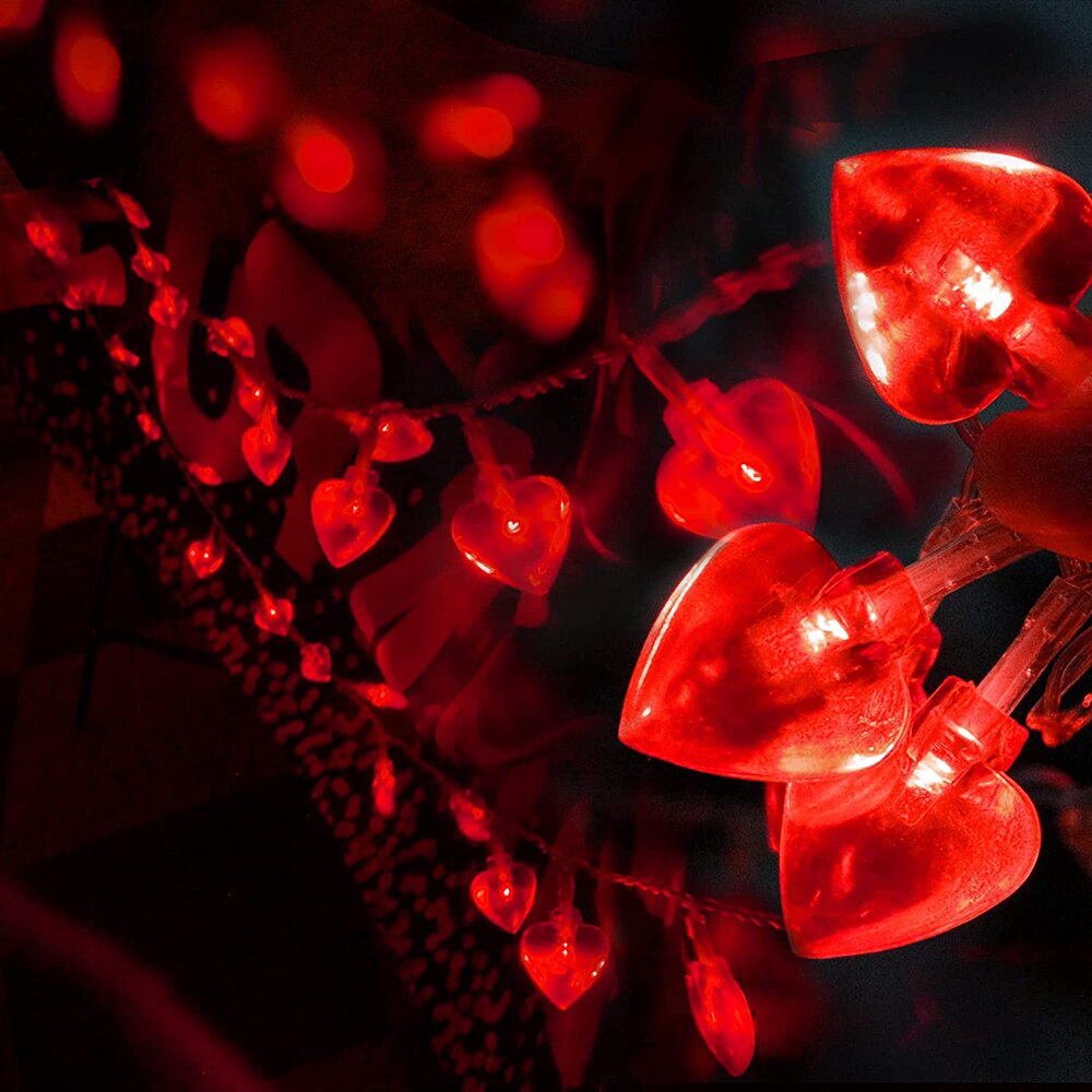Battery Operated 10/20/30/40leds Heart Shaped String Lights Heart Love Valentine Lights for Wedding Party Birthday Home Decor