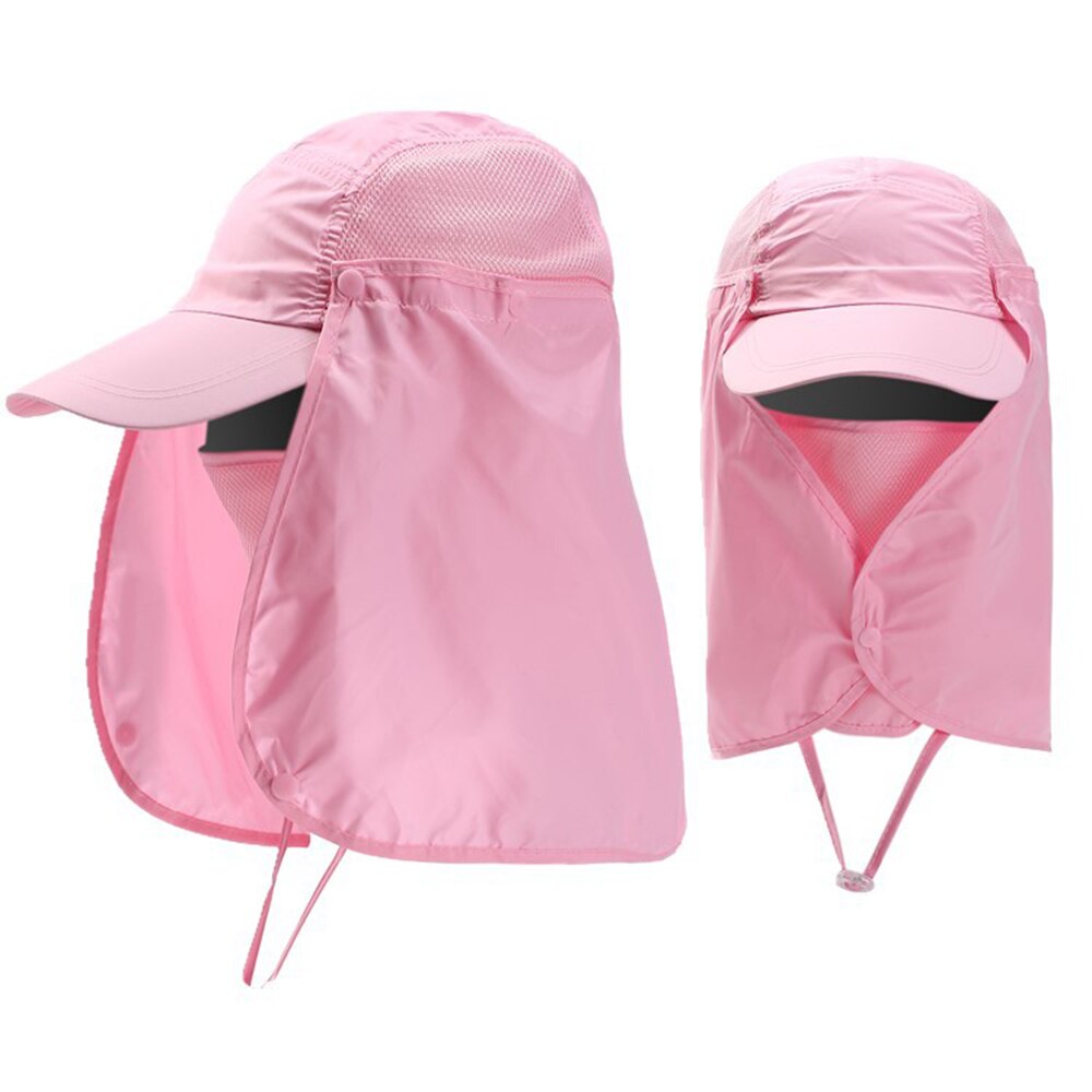 Zon Caps Flap Hoeden 360 Graden Solar Uv Bescherming Zonnehoed Zomer Mannen Vrouwen Zonneklep Cap Vouwen Verwisselbare Nek gezichtsmasker Hoofd: Pink