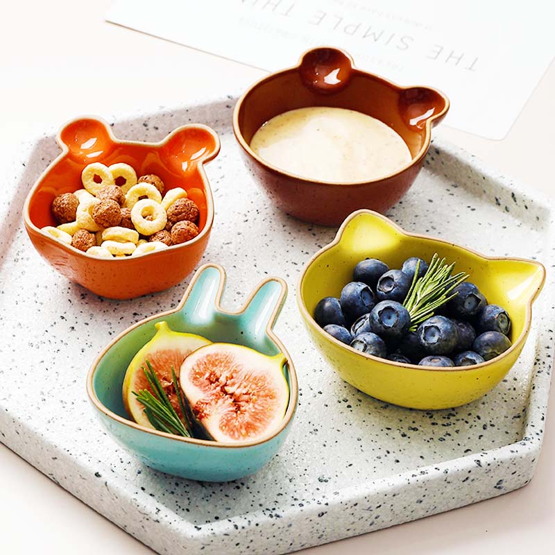 Keukengerei Snack Kleine Plaat Voor Voedsel Keramische Kant Dishe Servies Fruitschaal Saus Dishe Serveren Cartoon Tafel Decoratie