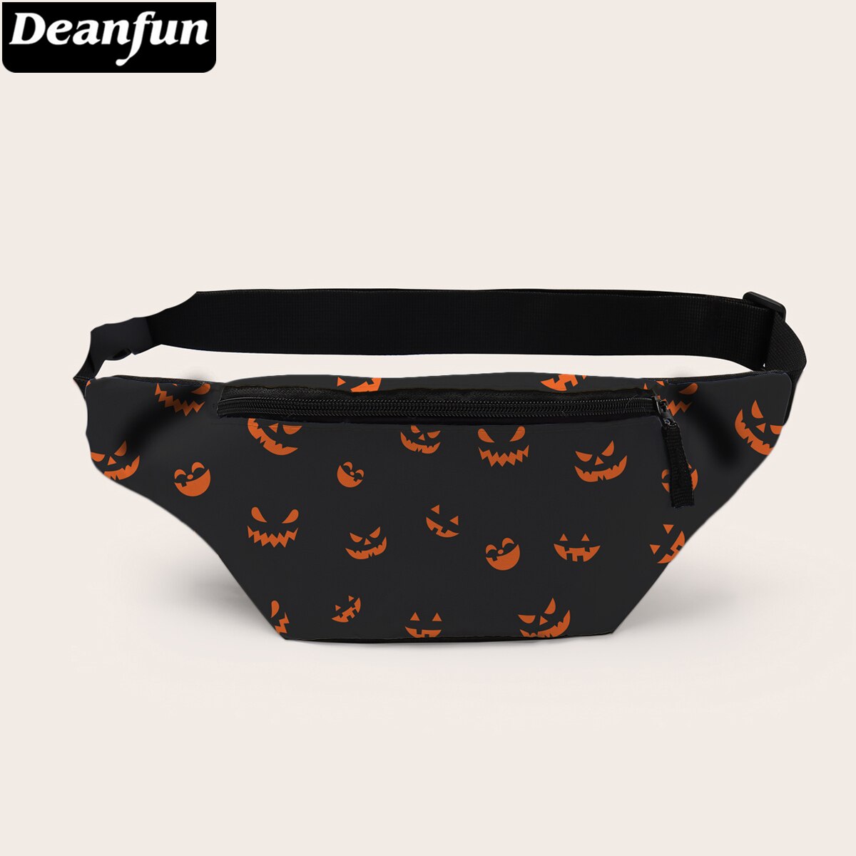 Riñonera Deanfun para mujer, riñonera con estampado de calabaza de Halloween, riñonera negra para mujer, bolso, bolsos D18084