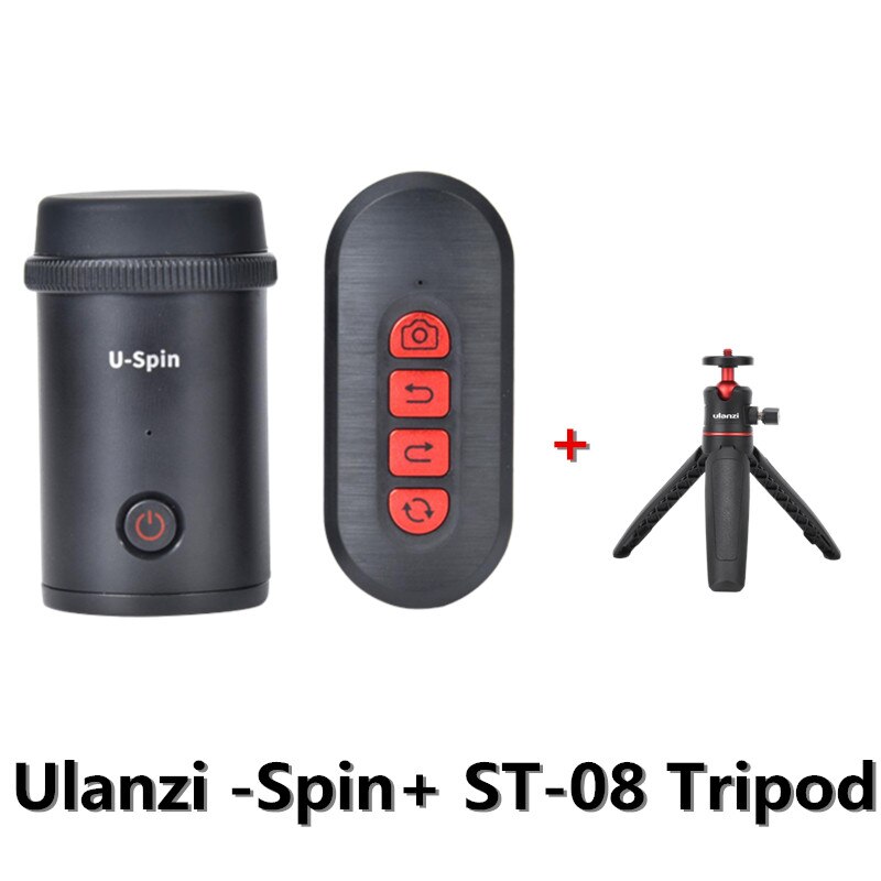 Ulanzi-spin bluetooth controle remoto panorâmica de 360 graus rotativo bola elétrica cabeça fotografia gravação acessório: USpin and Tripod