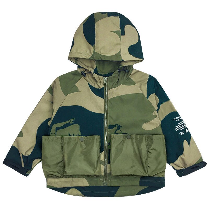 Bebê meninos primavera outono camuflagem disfarce moda casacos crianças bonito com capuz jaqueta manga longa outfits streetwear 2-15 anos