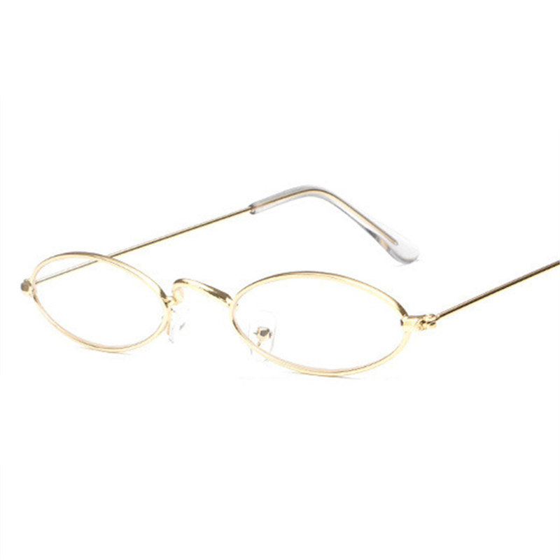 Gafas de sol ovales UVLAIK Vintage pequeñas, de Retro, con marco metálico delgado, gafas de sol para hombre, gafas de sol rojas, amarillas, Ojo de gato: Gold Clear