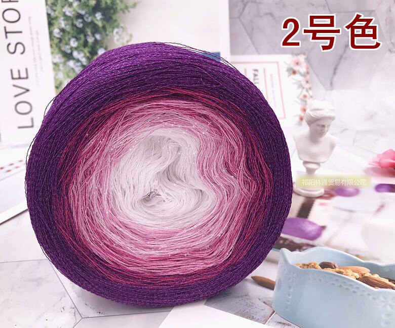 300g Cake ball shape crochet yarn cotton flax space dye knitting yarn Woolen Linen Blended Yarn Hand Knitting Melange Yarn ZL49: color 2