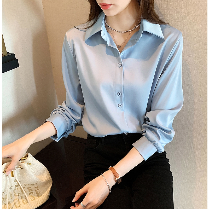 Plus Size Shirts Lente Zomer Mode Vrouwelijke Lange Mouw Losse Effen Blouse Tops Casual Chiffon Shirt Vrouwen Office Lady Shirts