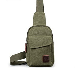 Männer Kleine Brust Schlinge Tasche Reise Wandern Kreuz Körper Bote Schulter Solide Männer Leinwand Tasche: grün