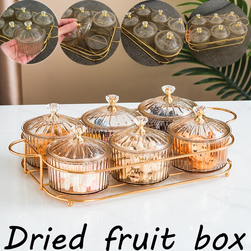 Tørket fruktsalat tallerken snacks gjennomsiktig rund dessert krukke fat rutenett mat oppbevaring konservert brett boks lokk bolle luksus