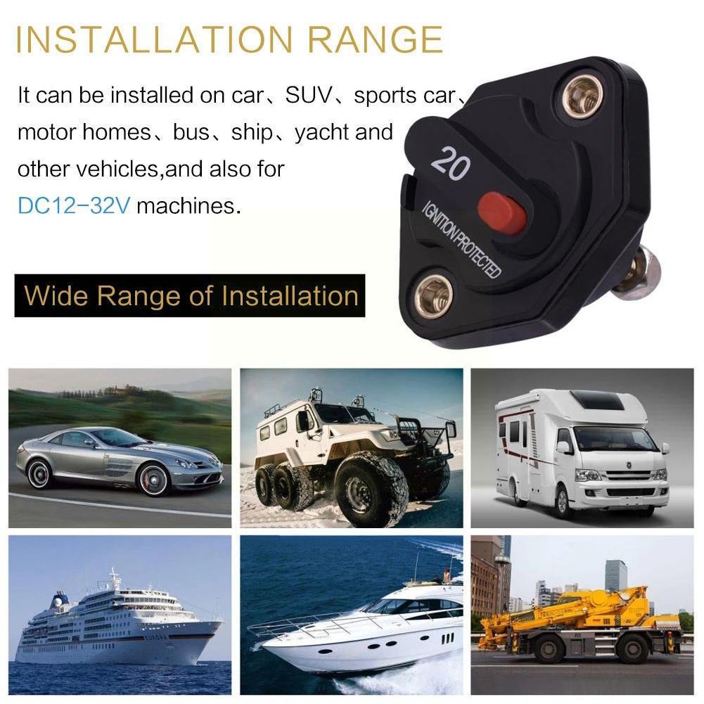 12v-32v 10a/15a/20a/30a/40a/50a Circuit Breaker Reset Fuse Inverter Manual Button With F1665 Y4g1