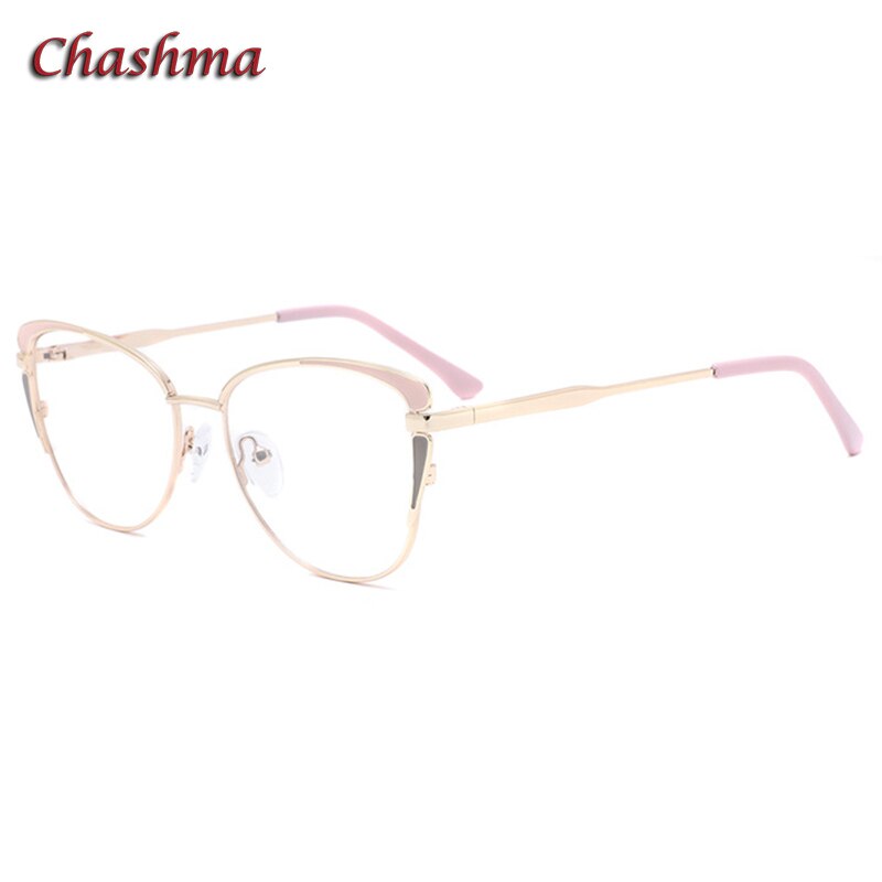Chashma-gafas de sol con de ojo de gato para mujer, lentes ópticas graduadas, a la , antirayos azules, para fotos, color gris: Gold Pink
