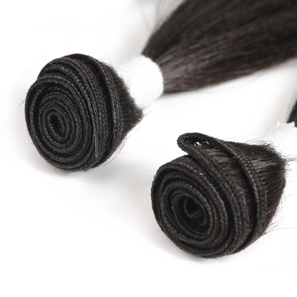 Highlight Synthetic Hair With Lace Closure Weave Bundles Weave Hair Extension Yaki Straight 6 Bundles With Closure SOKU