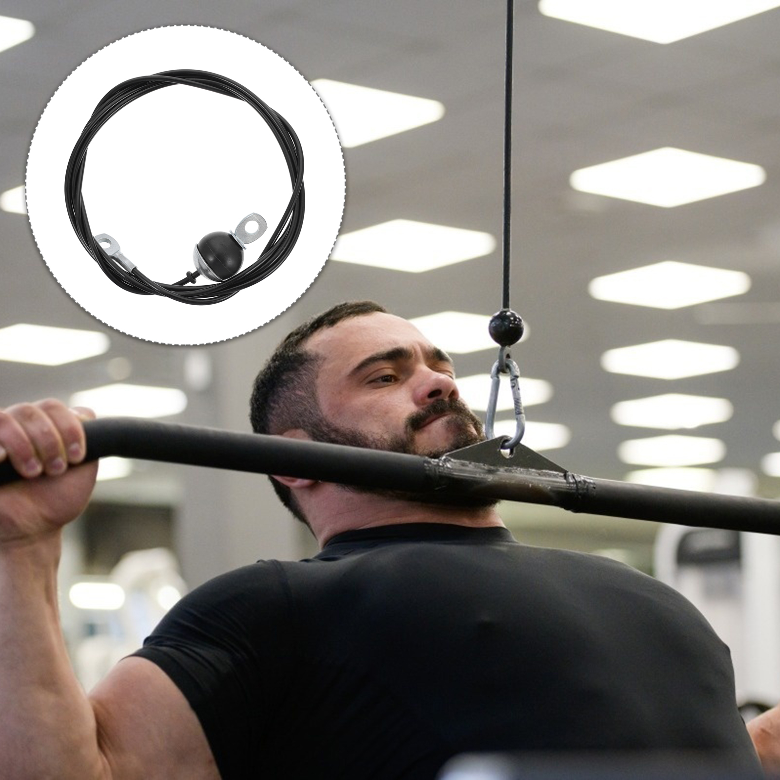 1pc fitness pulley ropes for diy home gym equipment, fitness steel wire (black)
