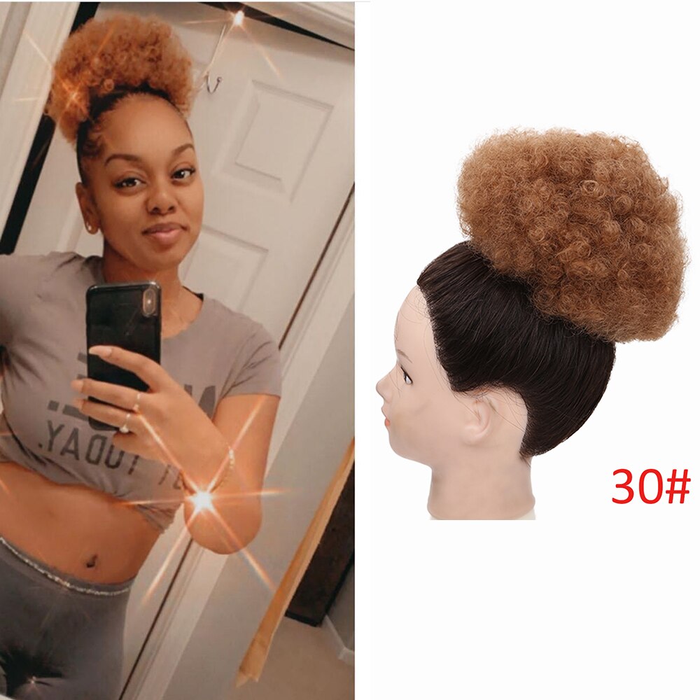 Kort afro lockigt ponnysvansklämma i hästsvans dragsko syntetiskt hår hun förlängning chignon amir hårstycken peruk: #30