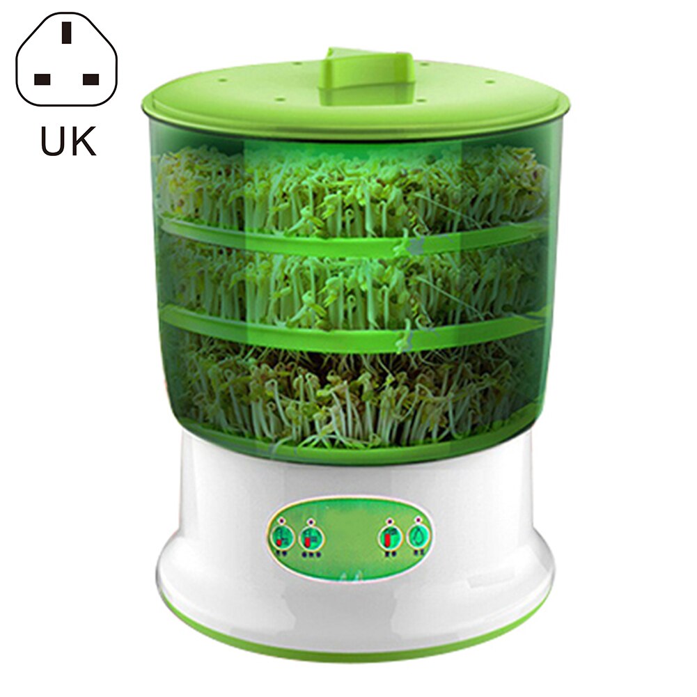 2/3 capas US EU UK automática máquina de brotes de frijol capas automática germinador eléctrico semilla semillero crecimiento maceta de vivero: UK 3 Layer