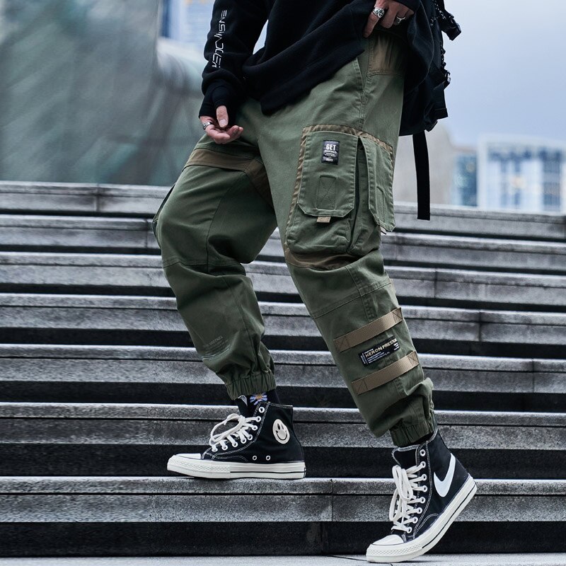 neue Hüfte hüpfen Jogger Ladung Hosen Männer Harem Hosen Multi-Tasche Bänder Baumwolle Mann Jogginghose Streetwear lässig Herren hosen