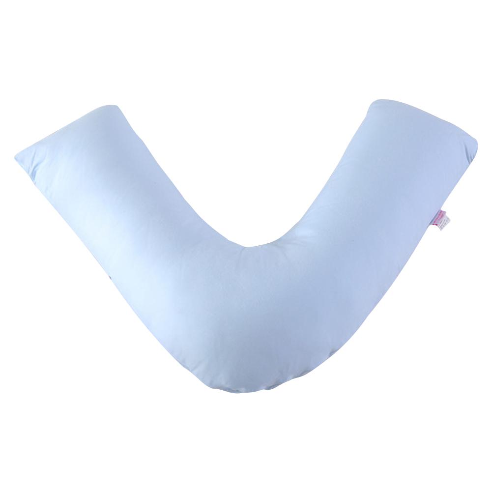 V-formede gravide kvinder pude side sovende knus pude talje beskyttelse blød sikker pude: Blå