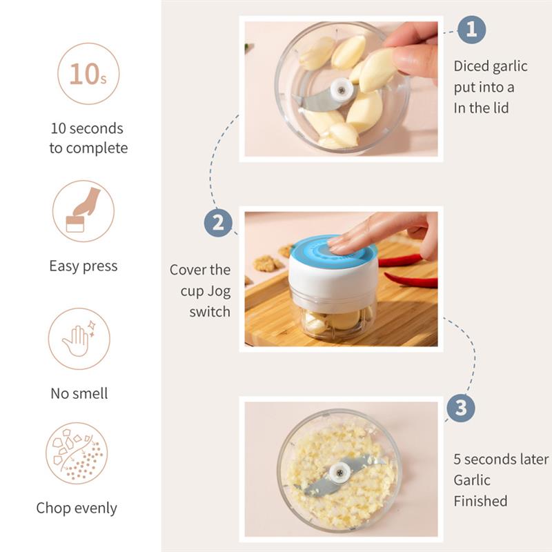 Electric Garlic Mash Machine Food Chopper Processor Vegetable Slicer Dicer Mincer to Chop Fruits Herbs Onions Garlics Blender